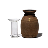 VINTAGE WOODEN POT W/GLASS CYLINDER