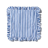 SHIRT FABRIC RUFFLE CUSHION COVER / White Stripe