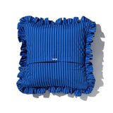 SHIRT FABRIC RUFFLE CUSHION COVER / Blue Stripe