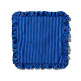 SHIRT FABRIC RUFFLE CUSHION COVER / Blue Stripe