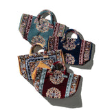 POLYESTER COTTON RUG FABRIC BAG BLUE