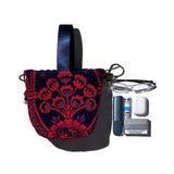 BORSA CON COULISSE IN TESSUTO JACQUARD / Blu navy