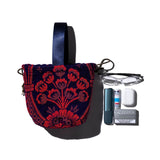 BORSA CON COULISSE IN TESSUTO JACQUARD / Blu navy