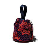 BORSA CON COULISSE IN TESSUTO JACQUARD / Blu navy
