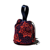BORSA CON COULISSE IN TESSUTO JACQUARD / Blu navy