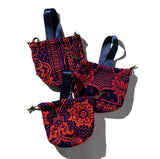 BORSA CON COULISSE IN TESSUTO JACQUARD / Blu navy