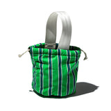 SHIRT FABRIC DRAWSTRING BAG / Green Stripe