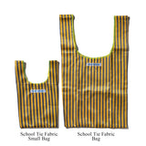 SCHOOL TIE FABRIC SMALL BAG / Dark Green x Pink