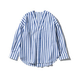 COTTON STRIPE SHIRT / V NECK