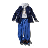 COTTON STRIPE REGULAR PANTS / Blue