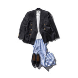 COTTON STRIPE REGULAR PANTS / White