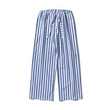 COTTON STRIPE REGULAR PANTS / White