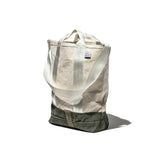 LAMINATED FABRIC x VINTAGE FABRIC BAG / 40 x 35