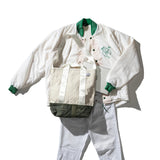 LAMINATED FABRIC x VINTAGE FABRIC BAG / 40 x 35