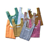 SCHOOL TIE FABRIC SMALL BAG / Navy Blue x White