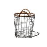 RATTAN TOP WIRE BASKET / Medium