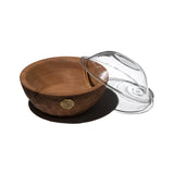 VINTAGE WOODEN BOWL WITH GLASS