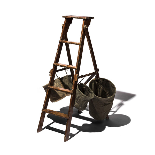 VINTAGE TENT FABRIC HOOK BASKET / Small