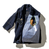 SCHOOL TIE FABRIC BAG / Navy Blue x White